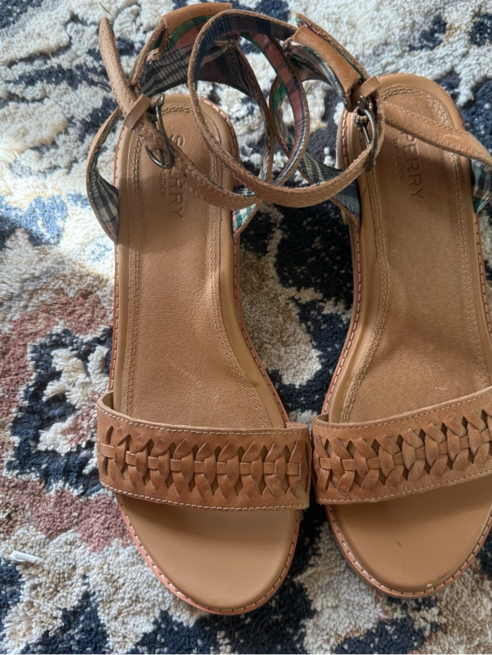 Sperry Top-Sider Leather Sandals Woven Strap Ankle Strap Brown Size 7.5 - Picture 2 of 5